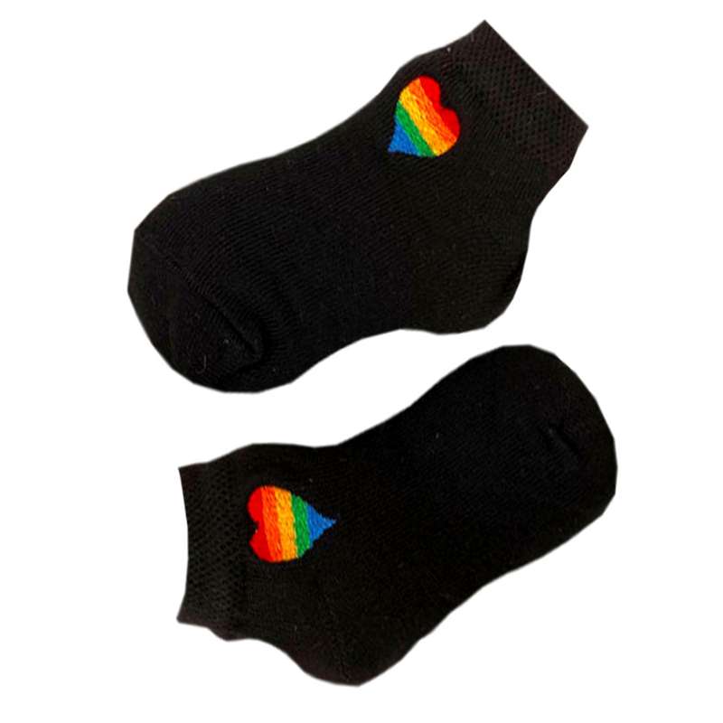 جوراب دخترانه مدل قلب رنگین کمان bkh