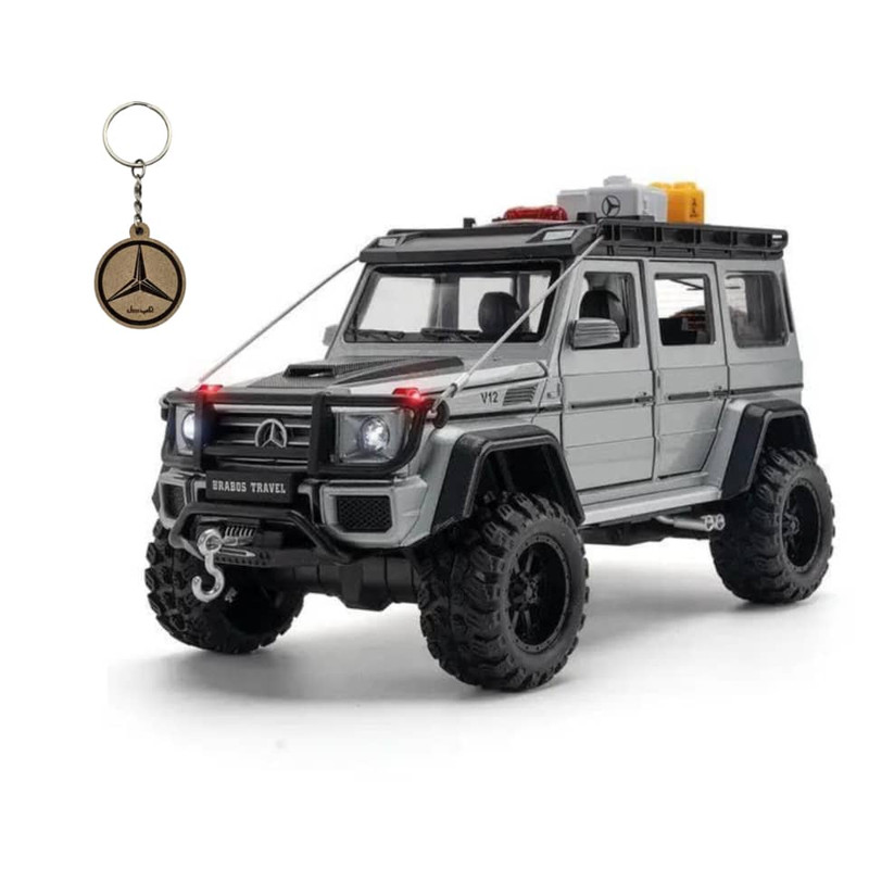 ماکت ماشین ناب سل مدل بنز جی کلاس باراباس فلزی همراه با لوازم آفرود و جاسوییچی MERCEDES BENZ BRABOS G550
