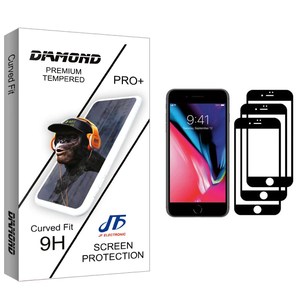 محافظ صفحه نمایش جی اف مدل Diamond glass مناسب برای گوشی موبایل اپل iPhone 8 Plus بسته سه عددی