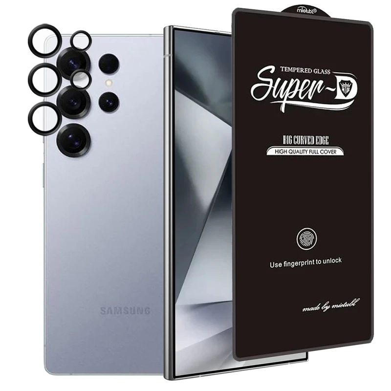 محافظ صفحه نمایش آکوآرا مدل SuperD-Ring مناسب برای گوشی موبایل سامسونگ Galaxy S25 Ultra 5G به همراه محافظ لنز