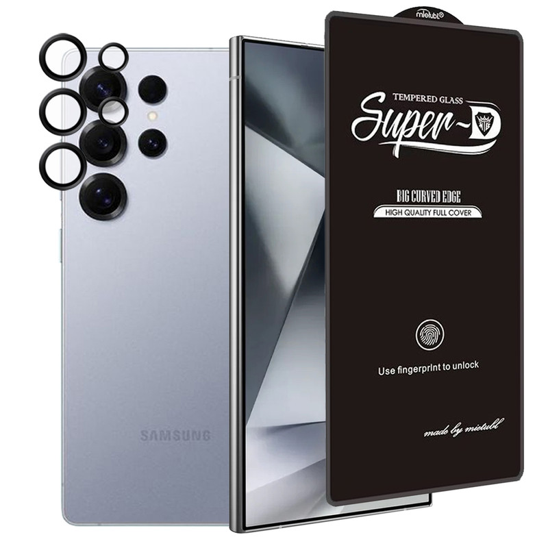 محافظ صفحه نمایش آکوآرا مدل SuperD-Ring مناسب برای گوشی موبایل سامسونگ Galaxy S24 Ultra 5G به همراه محافظ لنز