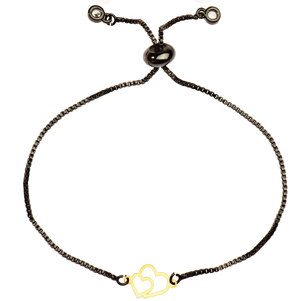دستبند طلا 18 عیار زنانه کرابو طرح دو قلب مدل Kr1234 -  - 2
