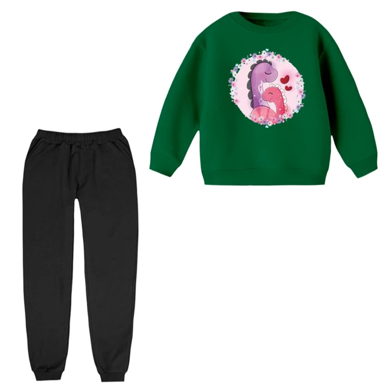 ست سویشرت و شلوار راحتی بچگانه مدل دایناسور های عاشق 