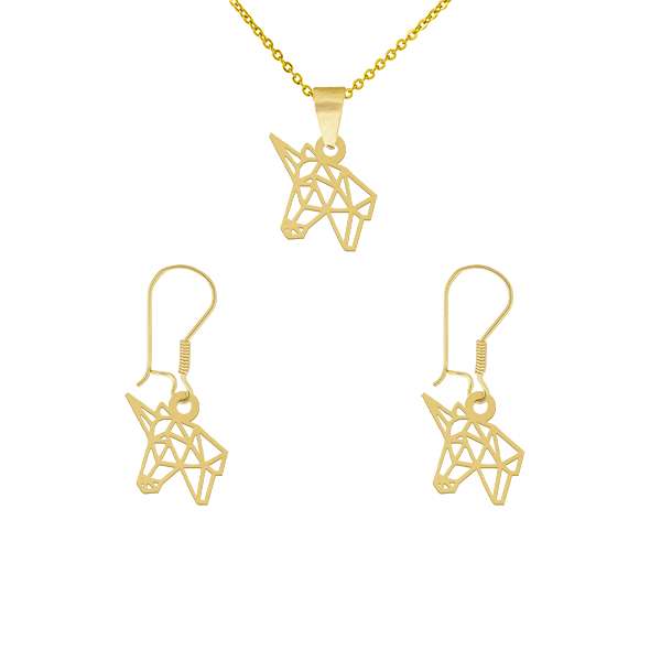 نیم ست طلا 18 عیار زنانه طلای کامک طرح اسب کد 3