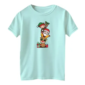 تی شرت آستین کوتاه بچگانه مدل بابانوئل و گوزن کریسمس کد 11
