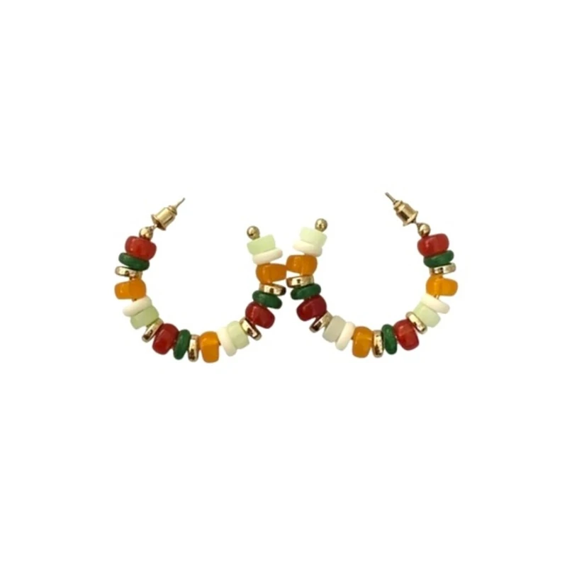 گوشواره حلقه‌ای زنانه مدل سنگ رنگی مدل RingStyle‑A