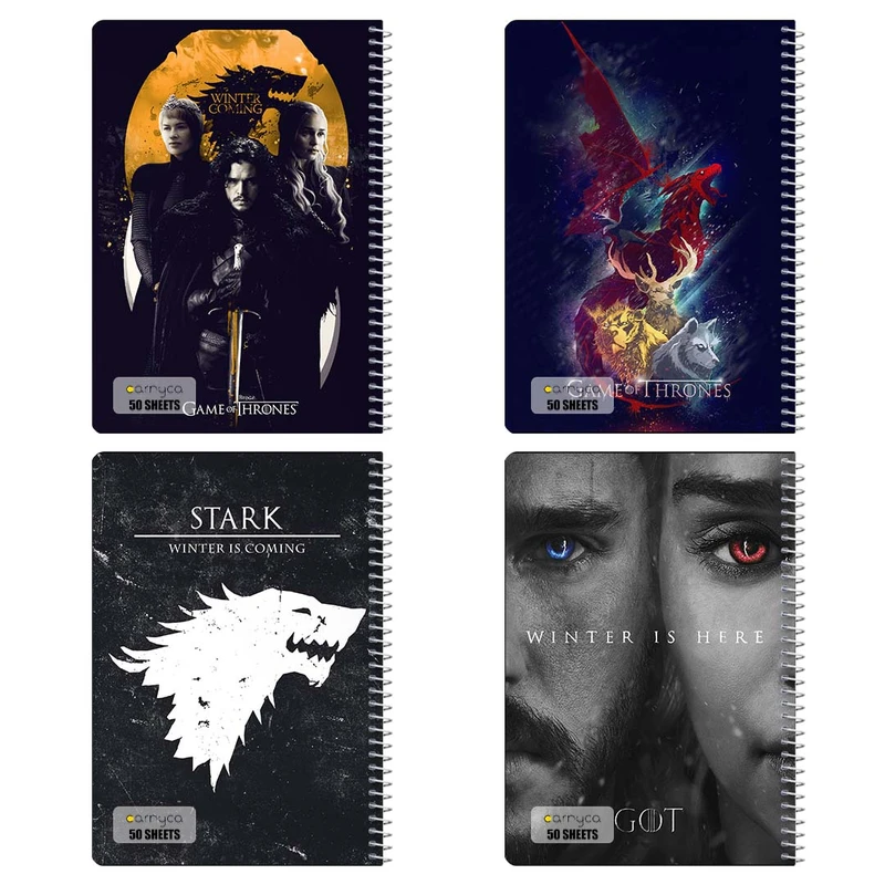 دفتر نقاشي 50 برگ کارنيکا طرح بازی تاج و تخت کد 43129 مجموعه 4 عددی