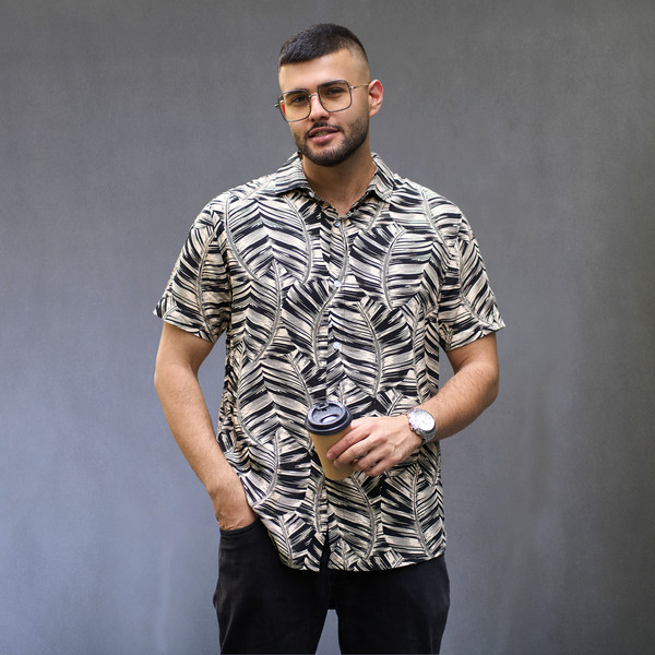 پیراهن آستین کوتاه مردانه  بست فشن مدل هاوایی کد 1151-152