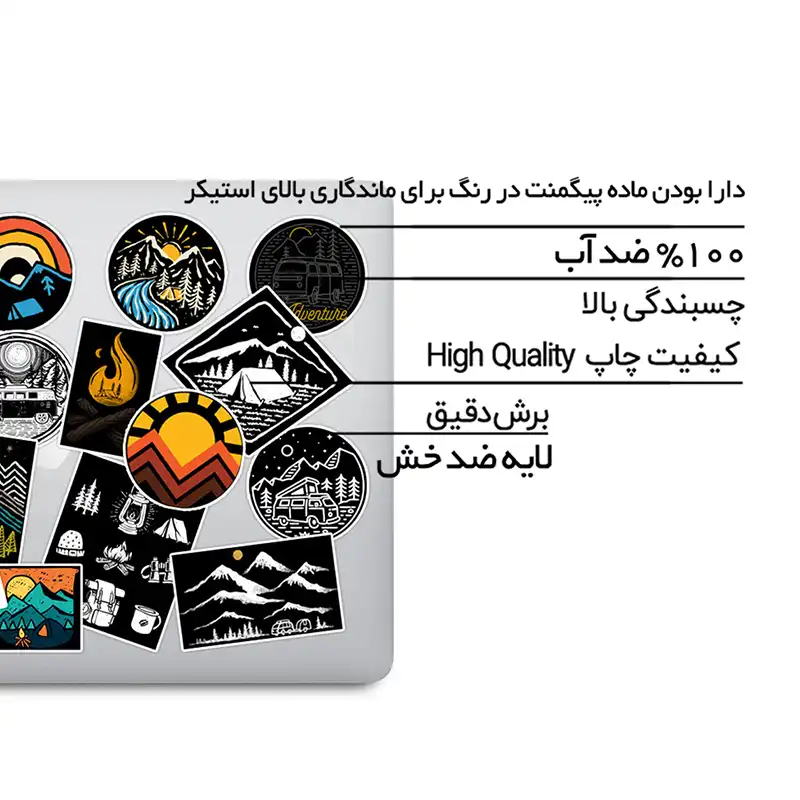 استیکر لپ تاپ ماسا دیزاین طرح کمپ کد STV005 مجموعه 16 عددی