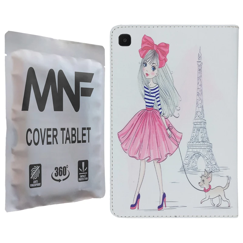 کیف کلاسوری ام ان اف طرح دختر فانتزی و برج ایفل کد M-229 مناسب برای تبلت سامسونگ Galaxy Tab A7 10.4 2020 / T505