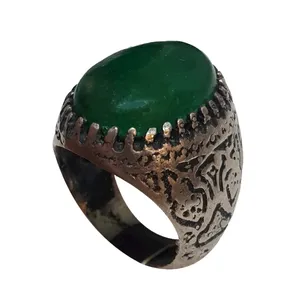 انگشتر نقره مردانه مدل یاقوت دار هندی جید YSZH2214