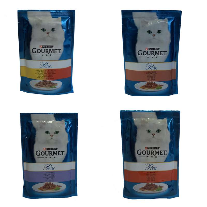 پوچ گربه گورمت مدل 4 طعم وزن 85 گرم