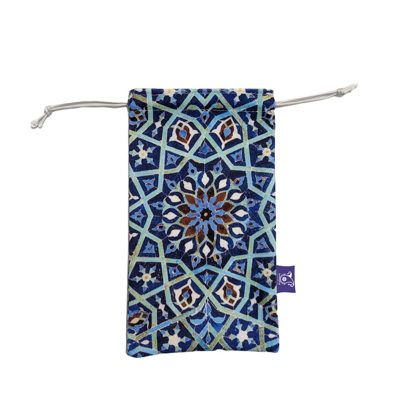 کیف عینک ترمه طراحان ایده مدل کاشی فیروزه Trm527 به همراه دستمال