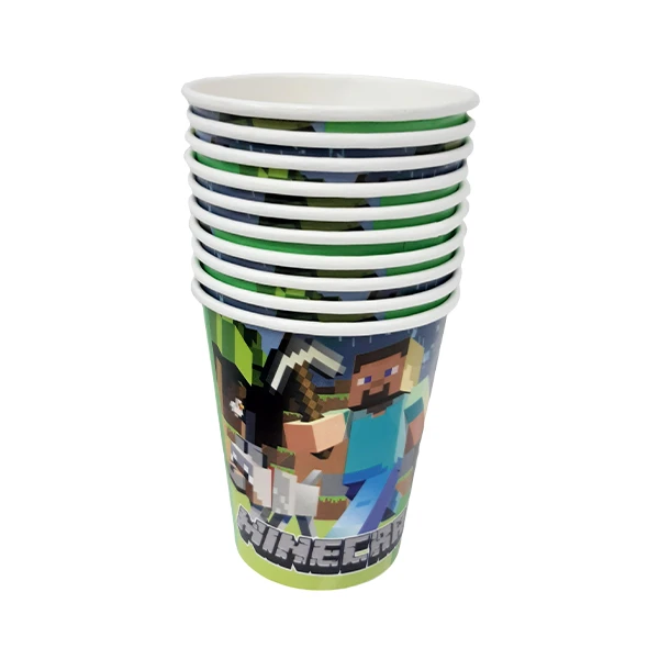 لیوان یکبار مصرف مدل ماین کرافت کد MinecraftGlass3 مجموعه 10 عددی