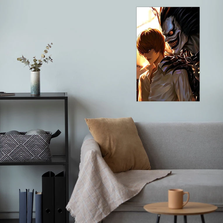 پوستر گوفی مدل لایت یاگامی و شیکیگامی ریوک انیمه دفترچه مرگ طرح Light Yagami and Ruke Shikigami Death Note Anime Kira کد SHOLDER21