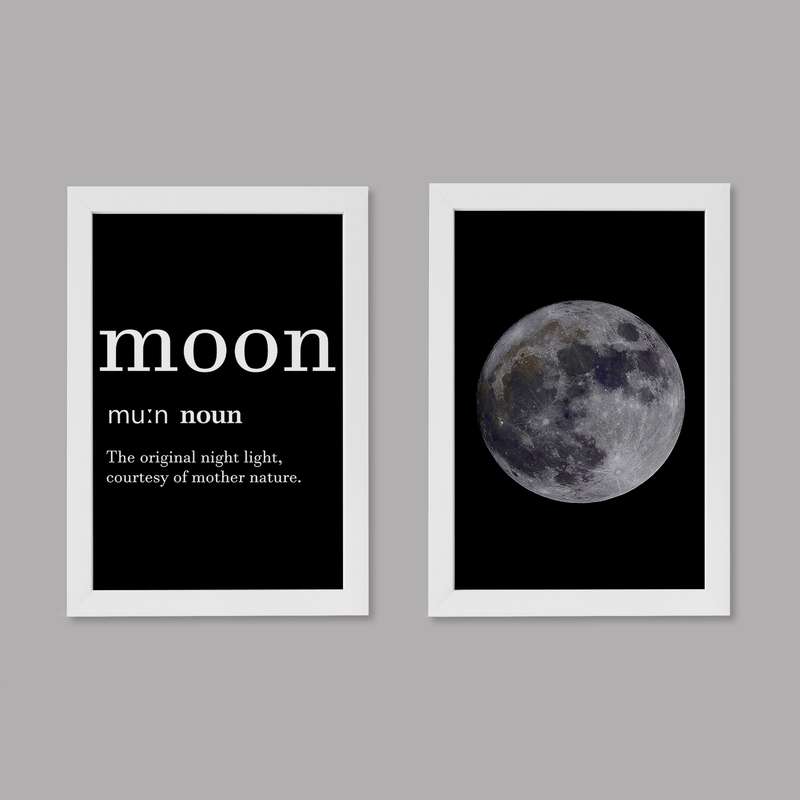 تابلو خندالو مدل دکوراتیو ماه Moon کد M98 مجموعه 2 عددی
