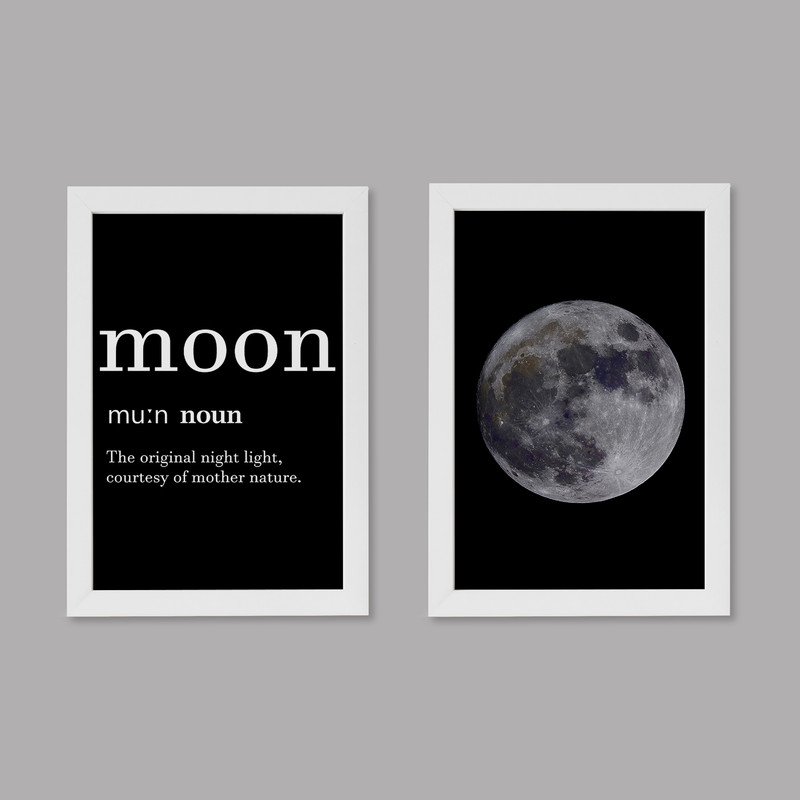 تابلو خندالو مدل دکوراتیو ماه Moon کد M98 مجموعه 2 عددی