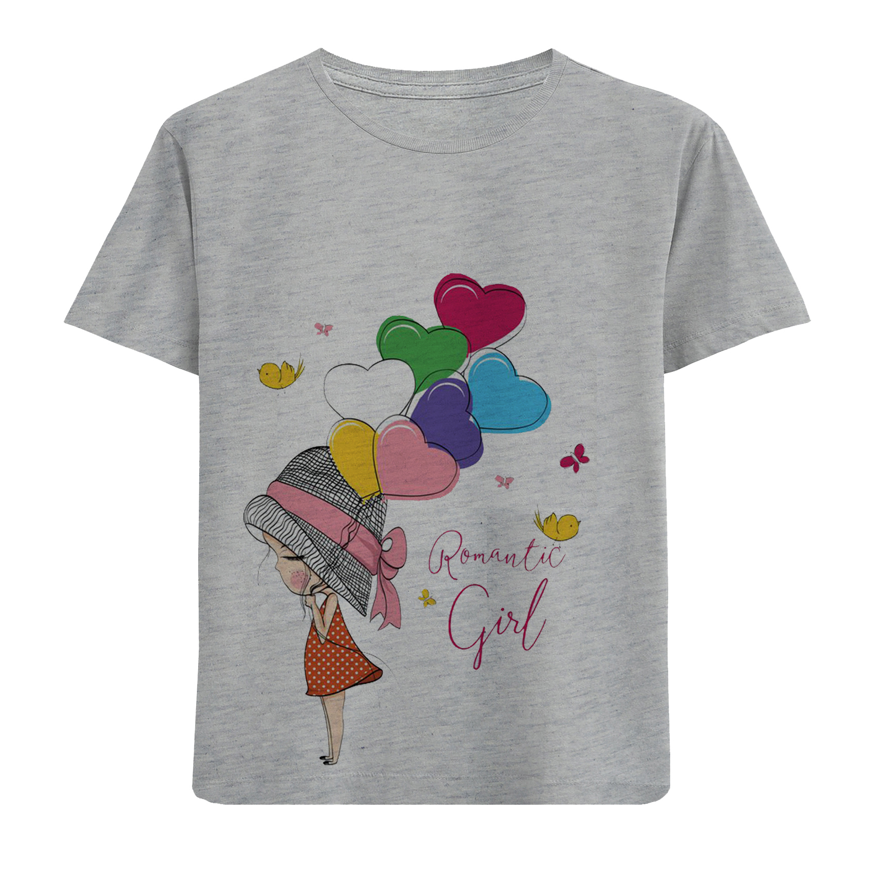 تی شرت آستین کوتاه دخترانه مدل دختروبادکنک D284