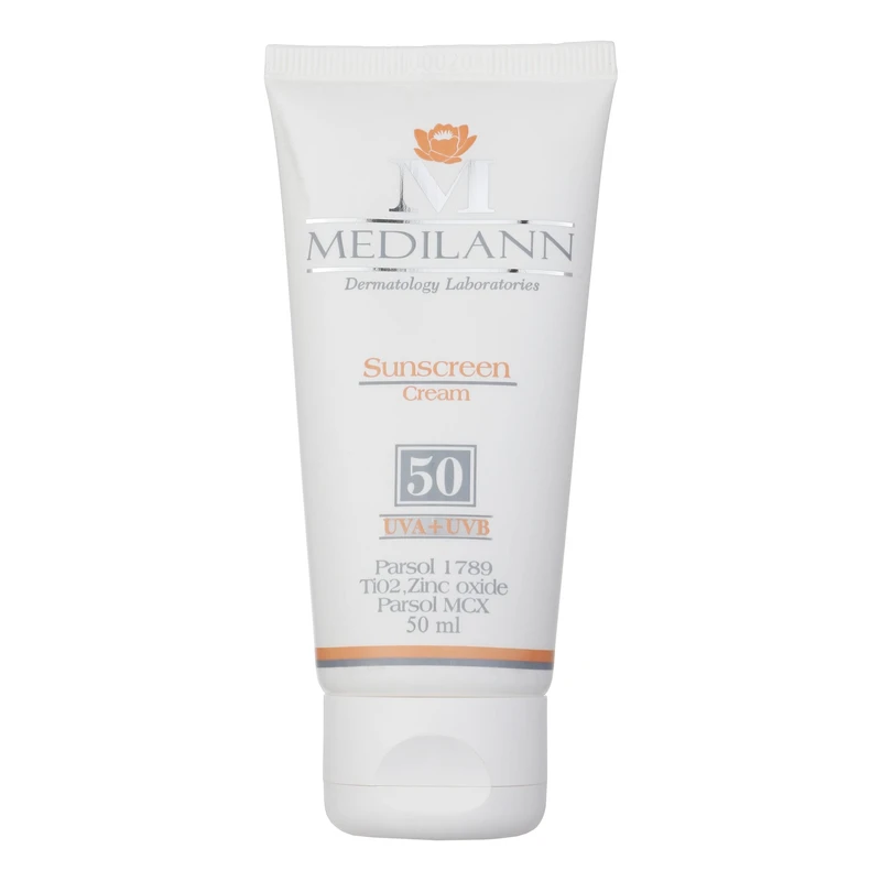 کرم ضد آفتاب رنگی مدیلن SPF 50 مدل Parsol MCX ‌مناسب پوست‌های خشک و معمولی حجم 50 میلی‌لیتر