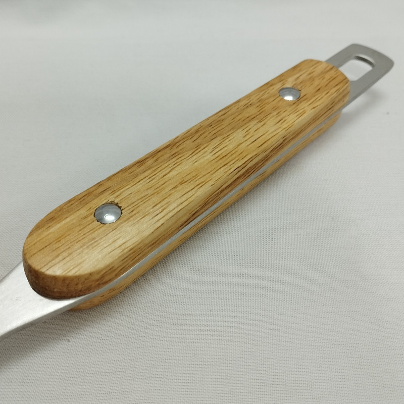 کفگیر مدل استیل دسته چوبی کد 1silver