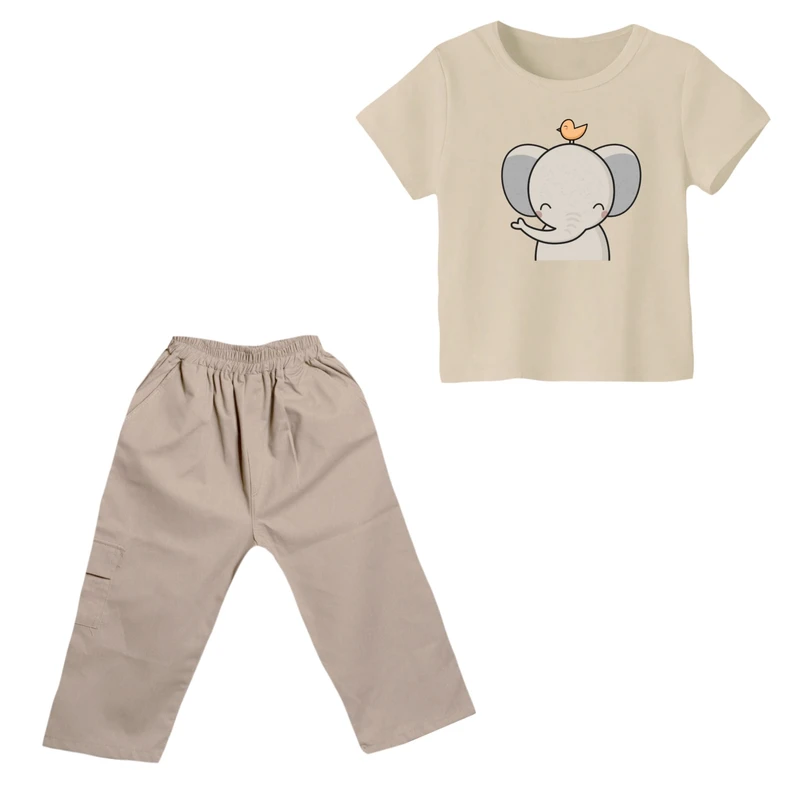 ست تی شرت و شلوارک دخترانه مدل فیل کد ۷