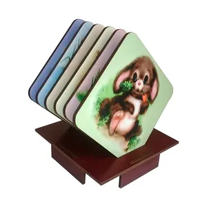 Zhivar Cute Animal Painting Coaster Set 6 Pcs