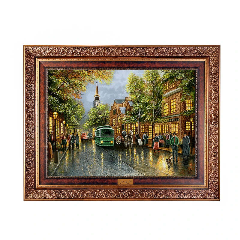 تابلو فرش ماشینی نقش نگار رضوی طرح شانزه لیزه کد 593C