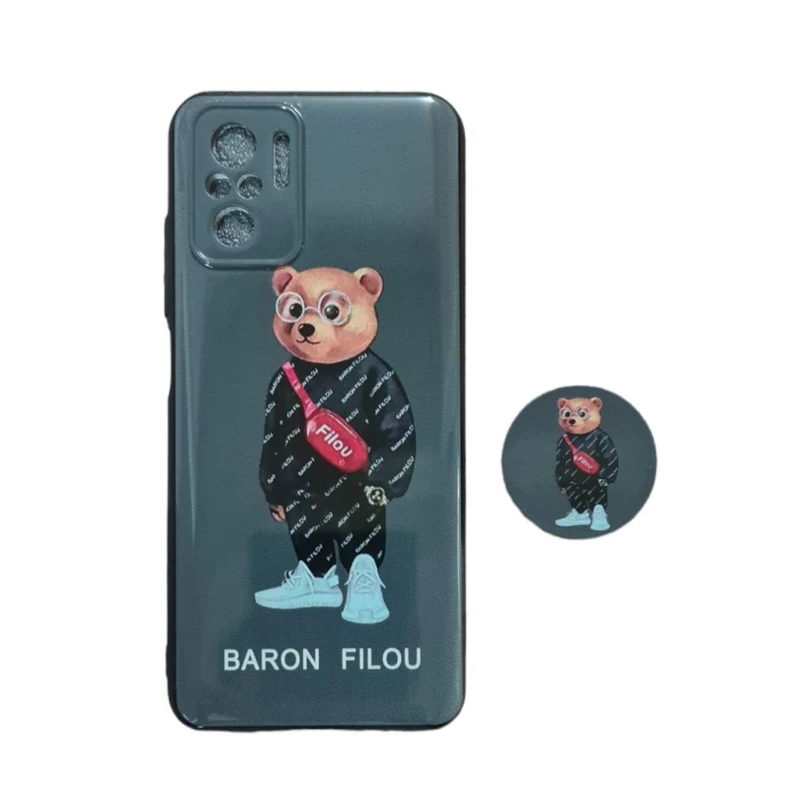 کاور طرح خرس کد 710 مناسب برای گوشی موبایل شیائومی Redmi Note 10/10S به همراه پاپ سوکت