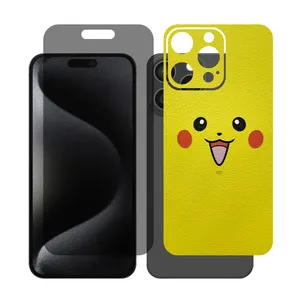 Glass Together model privacy screen protector suitable for Apple iPhone 15 Pro Max mobile phone with cover sticker on the back of the phone