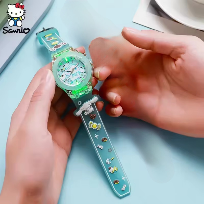 ساعت مچی عقربه‌ای کوارتز بچگانه مدل بند سیلیکونی چراغدار طرح سینامارول