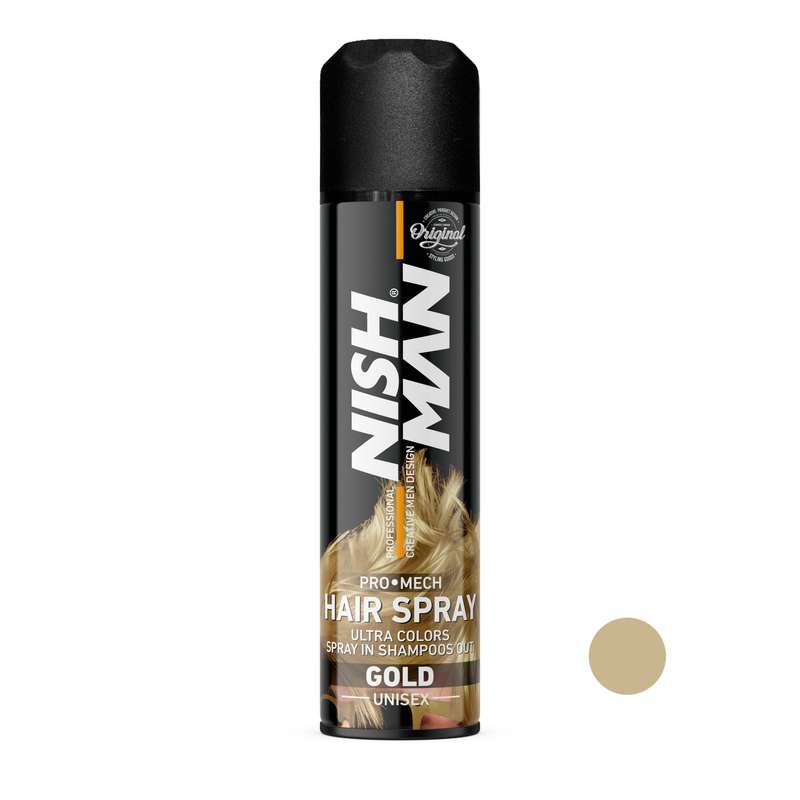 اسپری رنگ مو نیشمن مدل PRO MECH حجم 150 میلی لیتر رنگ طلایی اسپری رنگ مو نیشمن مدل PRO MECH حجم 150 میلی لیتر رنگ طلایی