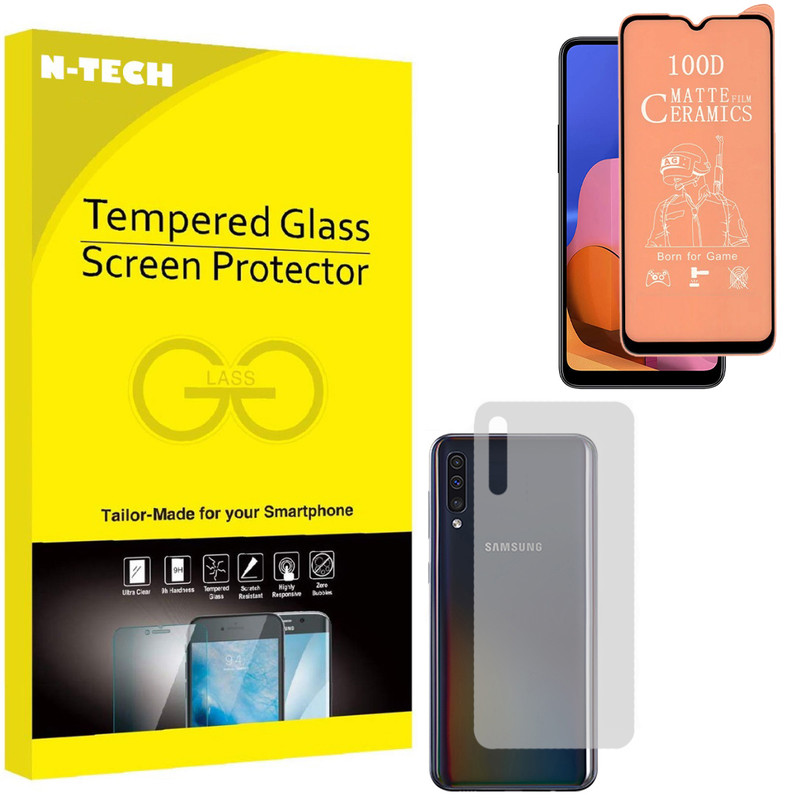  محافظ صفحه نمایش سرامیکی مات انتک مدل CRBKM-01 مناسب برای گوشی موبایل سامسونگ Galaxy A50 به همراه محافظ پشت گوشی 