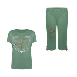 ست تی شرت آستین کوتاه و شلوارک زنانه مدل 12445