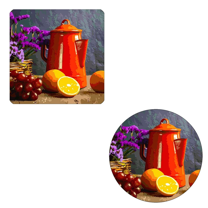 مگنت طرح کتری و میوه کد M1 به همراه زیر لیوانی