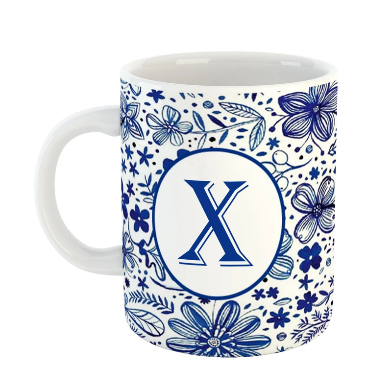 ماگ پادآفرین مدل گل طرح حرف X کد 38