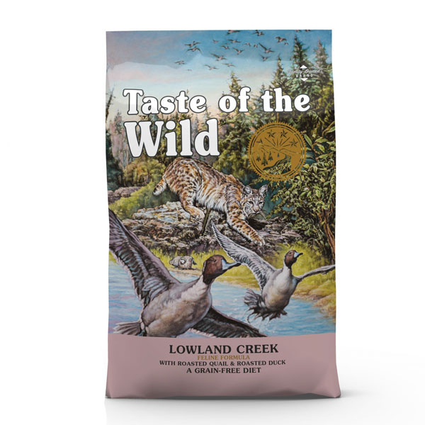 غذای خشک گربه بالغ تیست آف ویلد مدل Lowland Creek Feline Recipe طعم گوشت بلدرچین و اردک وزن 2 کیلوگرم