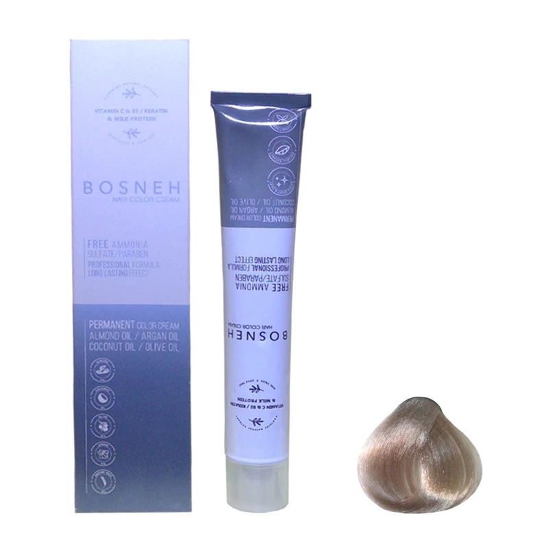 رنگ مو بوسنه مدل FREE AMMONIA شماره 9.32 حجم 100 میلی لیتر رنگ بلوند بژ دودی خیلی روشن