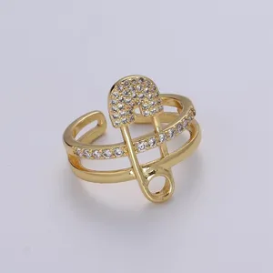  انگشتر طلا 18 عیار زنانه قیراط طرح سنجاق کد GH2641