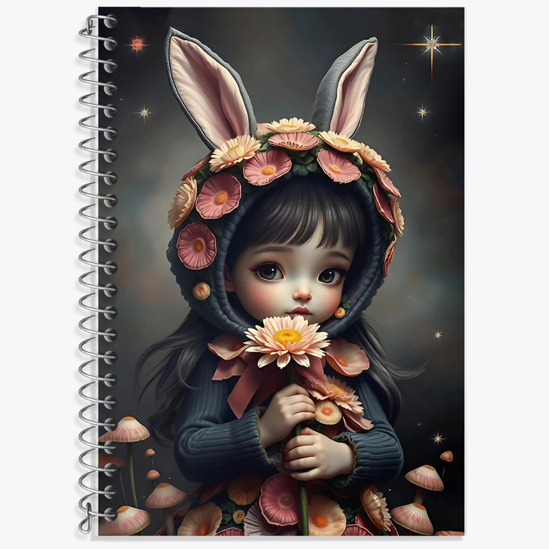 دفتر زبان 50 برگ خندالو مدل دو خط طرح دخترانه کیوت کد F6677