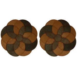 رومیزی مدل چرم طبیعی طرح گل هندسی کد 0088 مجموعه 2 عددی