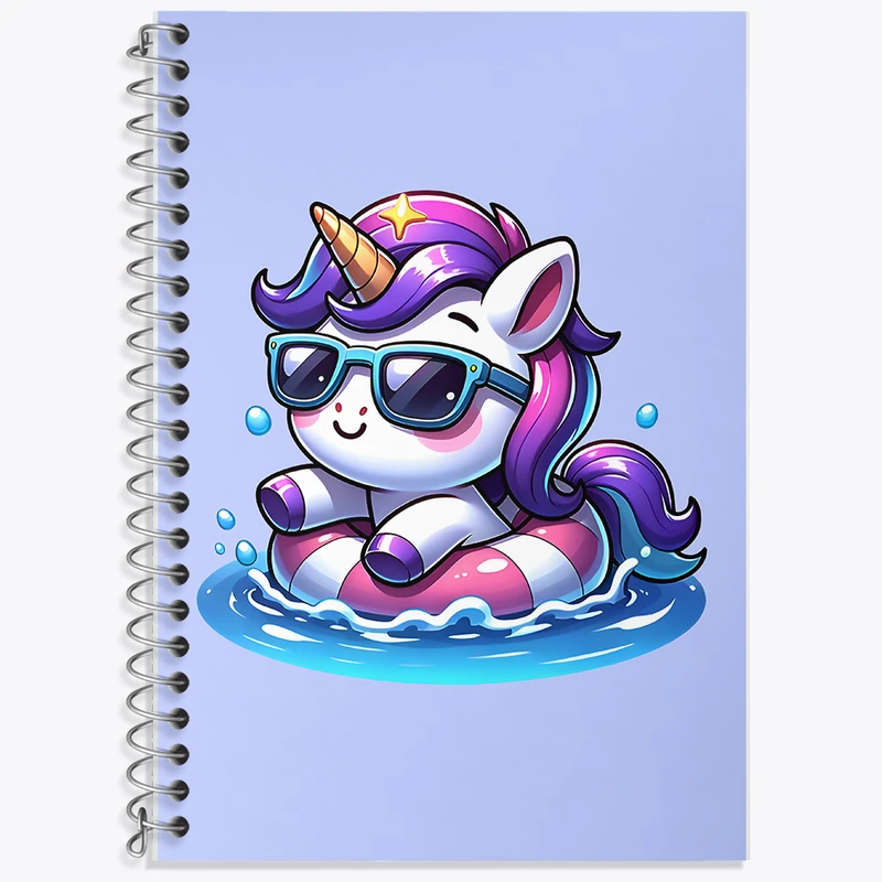 دفتر زبان 50 برگ خندالو مدل سه خط طرح اسب تک شاخ کیوت کد F7719