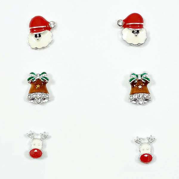 گوشواره زنانه سیکس مدل کریسمس کد 0982 مجموعه 3عددی