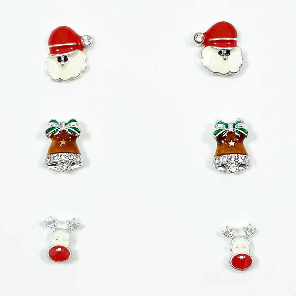 گوشواره زنانه سیکس مدل کریسمس کد 0982 مجموعه 3عددی