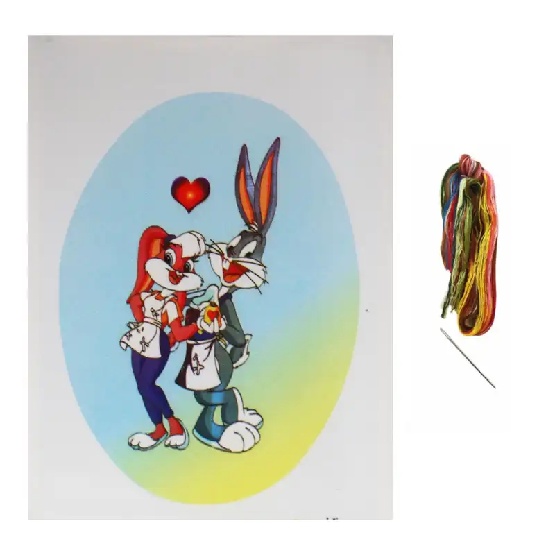 بسته گلدوزی طرح خرگوش دوست داشتنی کد 60 مجموعه 3 عددی