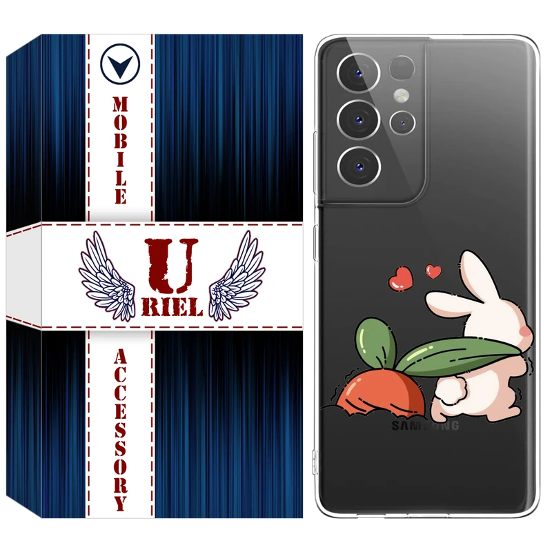 کاور یوریل مدل Clear کد 71 طرح خرگوش مناسب برای گوشی موبایل سامسونگ Galaxy S21 Ultra