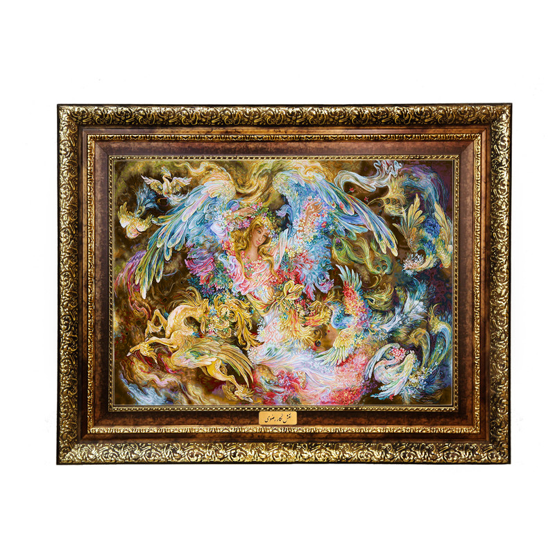 تابلو فرش ماشینی نقش نگار رضوی طرح مینیاتور کد 1526H