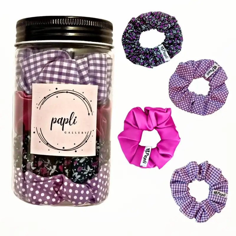 کش مو زنانه پاپلی  مدل اسکرانچی بسته 4 عددی