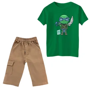 ست تی‌شرت و شلوارک پسرانه مدل لاکپشت های نینجا کد 4 رنگ سبز