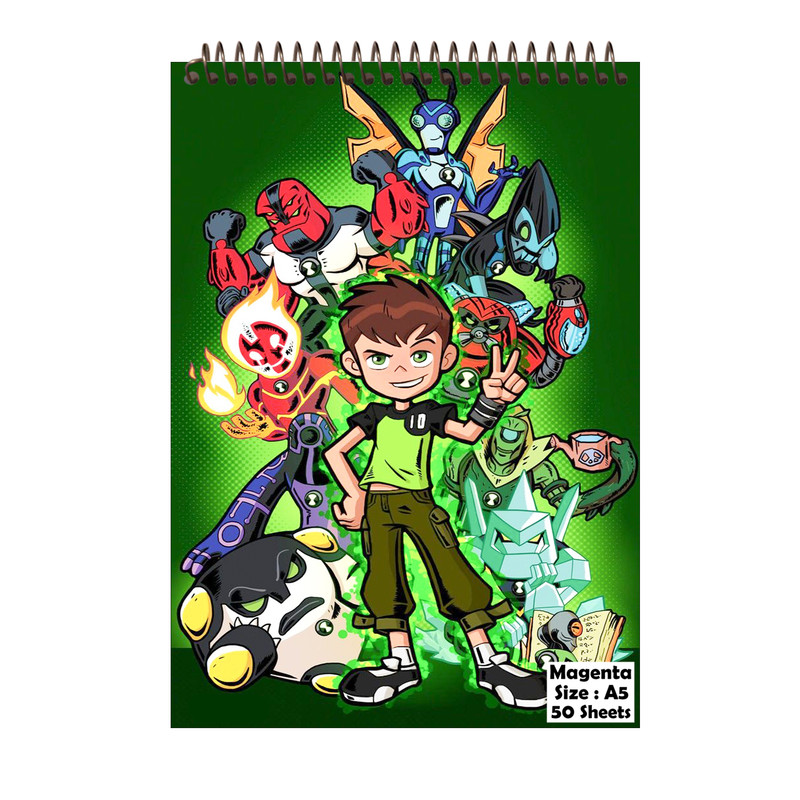 دفتر نقاشی 50 برگ مجنتا طرح بن تن کد 0036