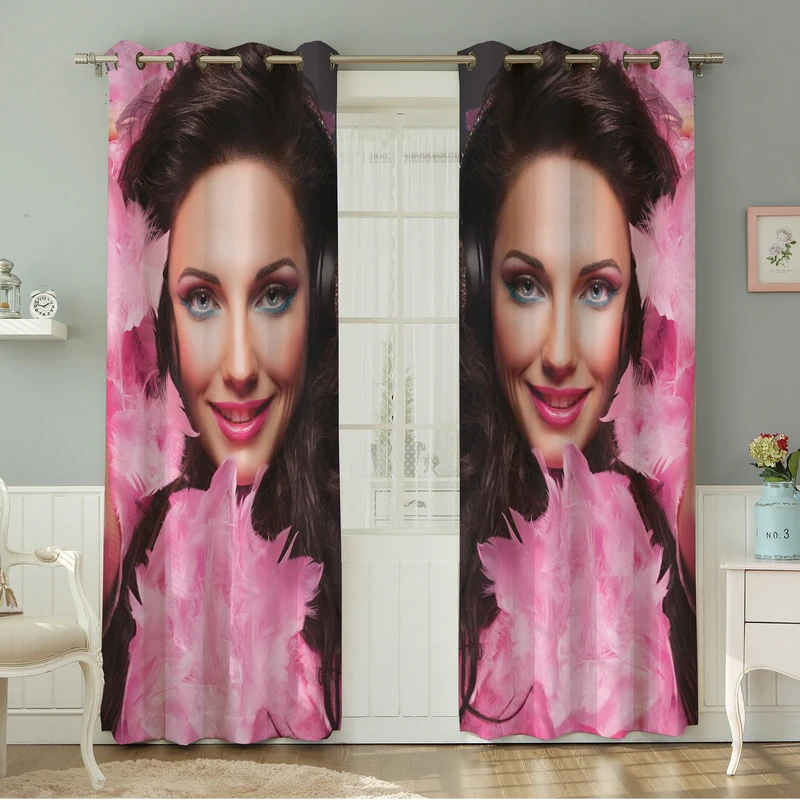 پرده نیروانا طرح چهره  مدل مخمل کد 4974سایز 140×280 سانتی متر